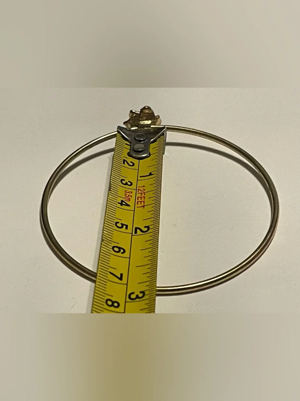 Gold Tone Rose Flower Bangle Bracelet #7741